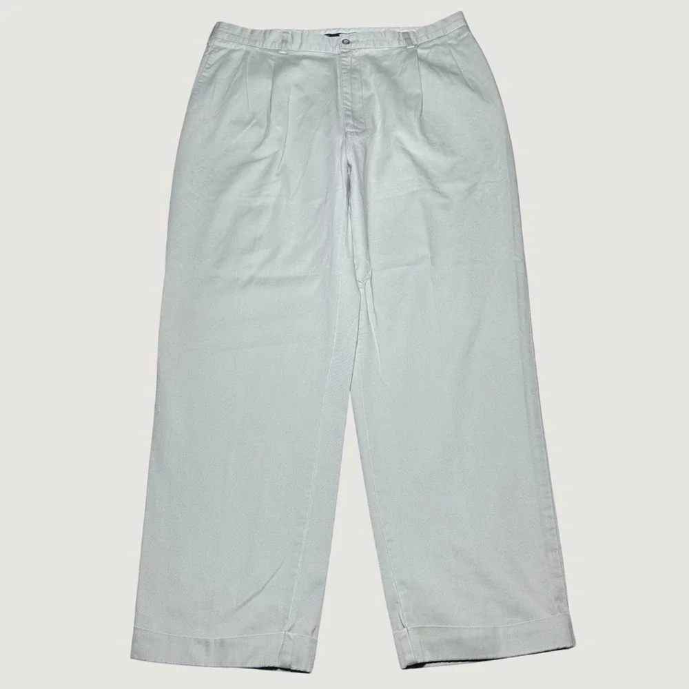 Polo Ralph Lauren Chino Pants Men 36x30* Twill Pleated Cuffed Cotton Khaki Beige